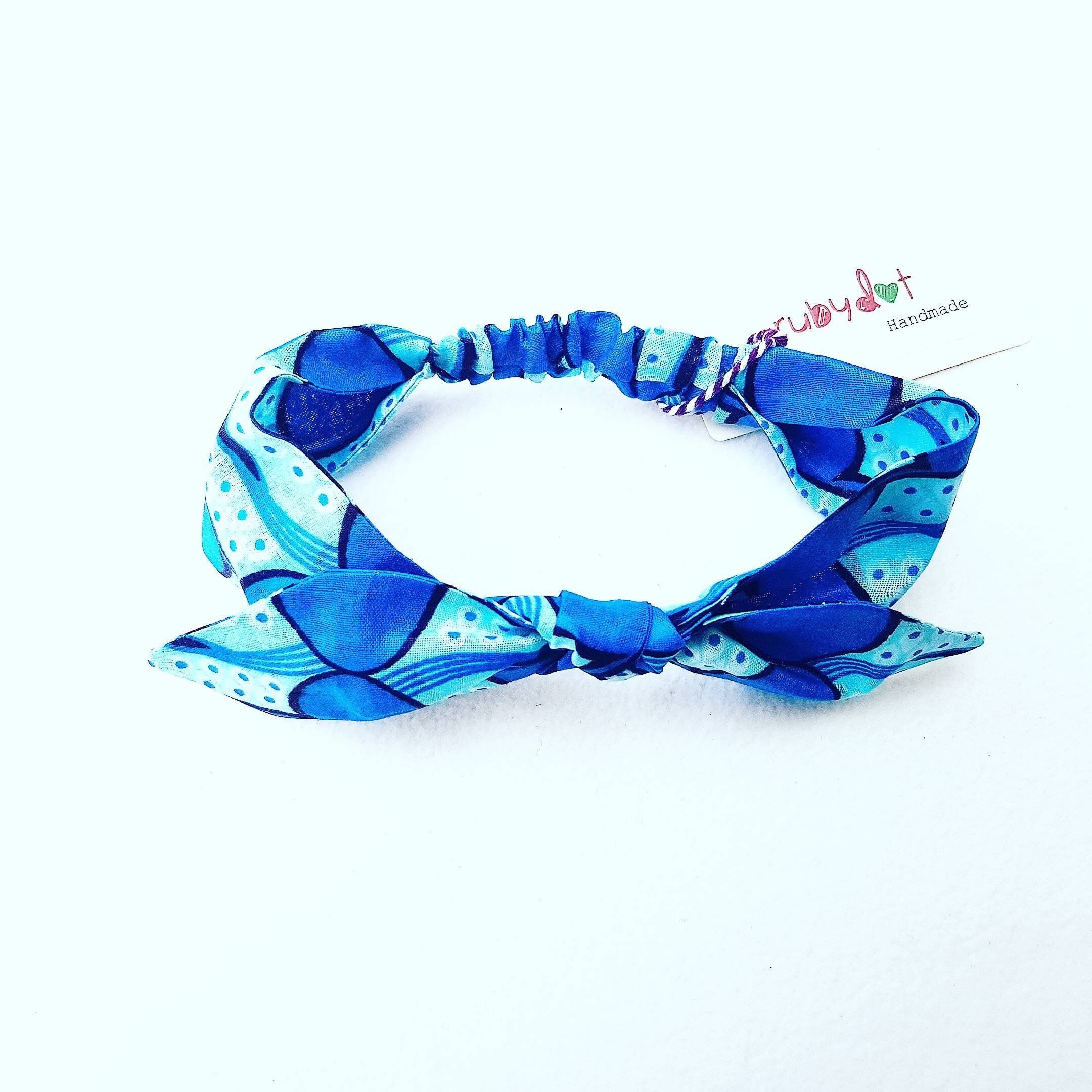Toddler Headband, Knotted Headband, Blue Headband, Cute Headband, Baby
