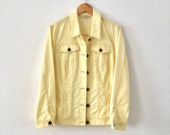 pastel yellow denim jacket