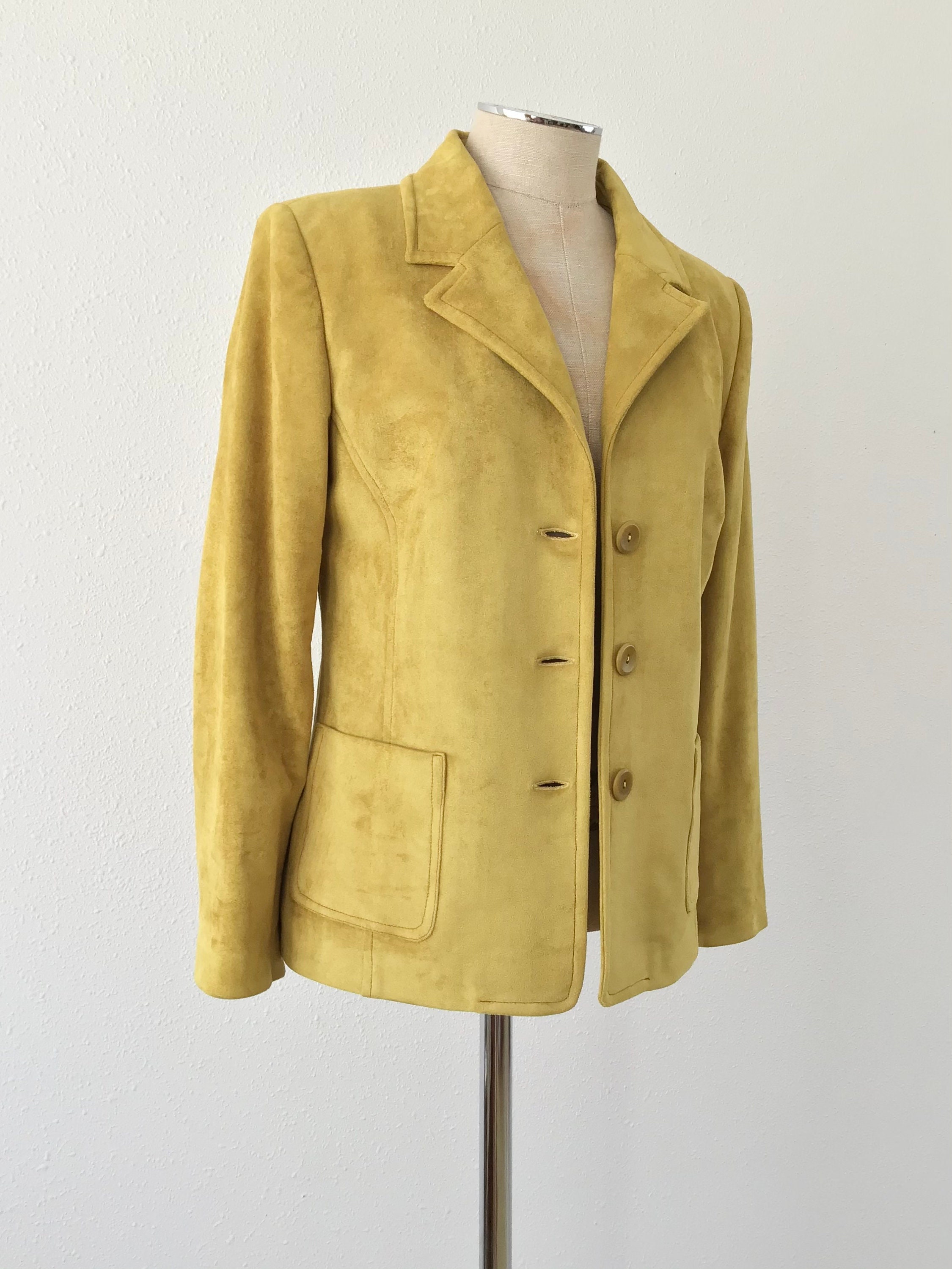 Vintage mustard women blazer Suede blazer Velvety blazer Etsy