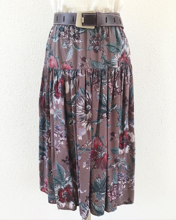 Vintage floral midi skirt, Floral midi skirt, Vint