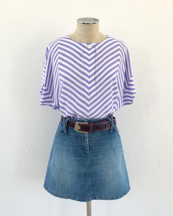 Vintage geometric striped blouse, Vintage striped