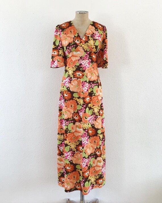 Vintage 1970s floral maxi dress, Vintage wedding d