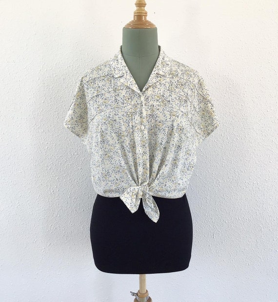 Vintage floral shirt, Vintage floral blouse, Flora