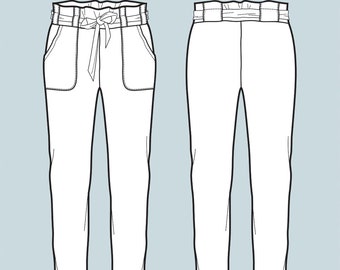 Pajama suit vector fashion flat sketch Adobe Illustrator | Etsy
