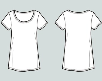 T-shirt vector fashion flat sketch Adobe Illustrator design | Etsy