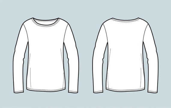 Sweater / jumper vector fashion flat sketch Adobe Illustrator | Etsy