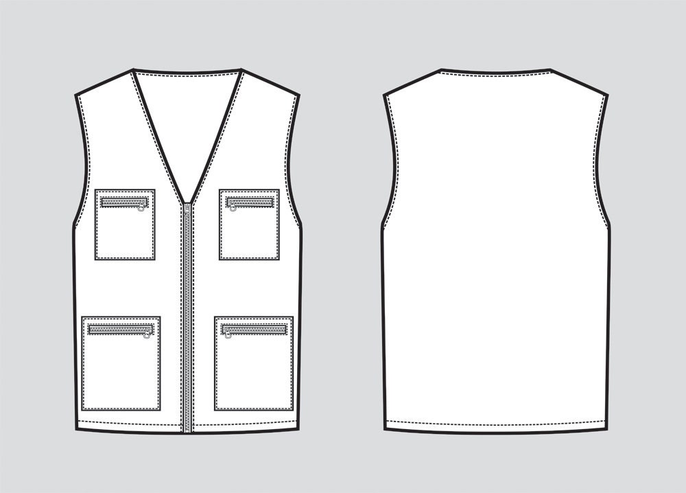 Work vest vector fashion flat sketch Adobe Illustrator Etsy