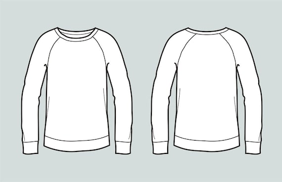 Sweater vector fashion flat sketch, Adobe Illustrator design, technical outline, flat drawing, digital clip art (eps, ai, jpg, png file)