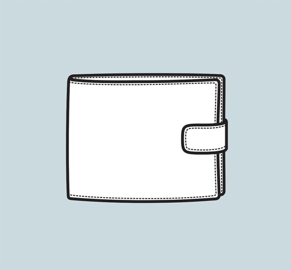 Wallet Vector Fashion Flat Sketch Adobe Illustrator Design Technical Outline Flat Drawing Digital Eps Ai Jpg Png File