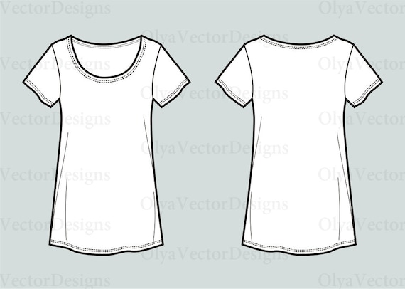 T-shirt vector fashion flat sketch Adobe Illustrator design | Etsy