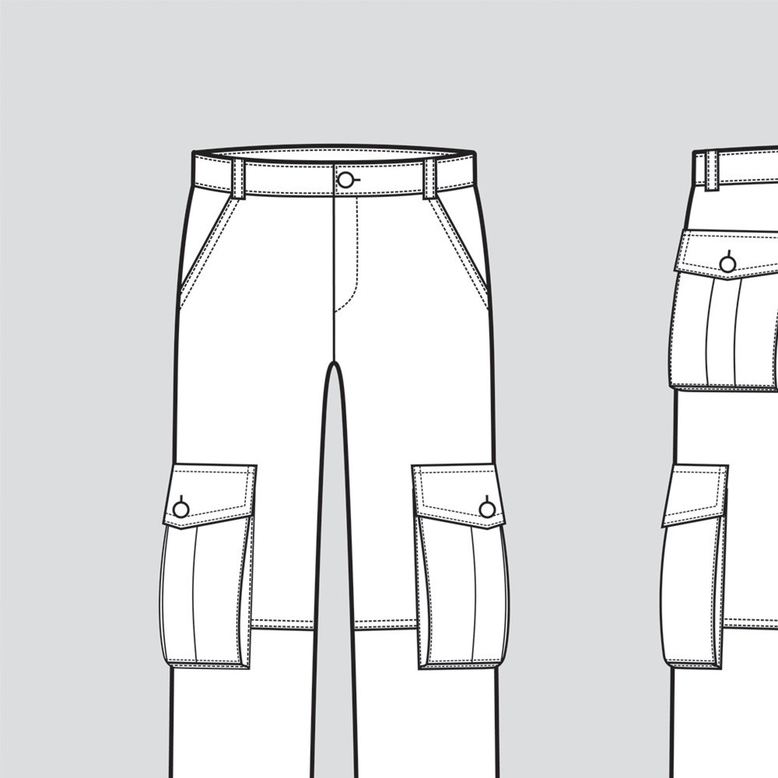 Pants vector fashion flat sketch Adobe Illustrator design Etsy