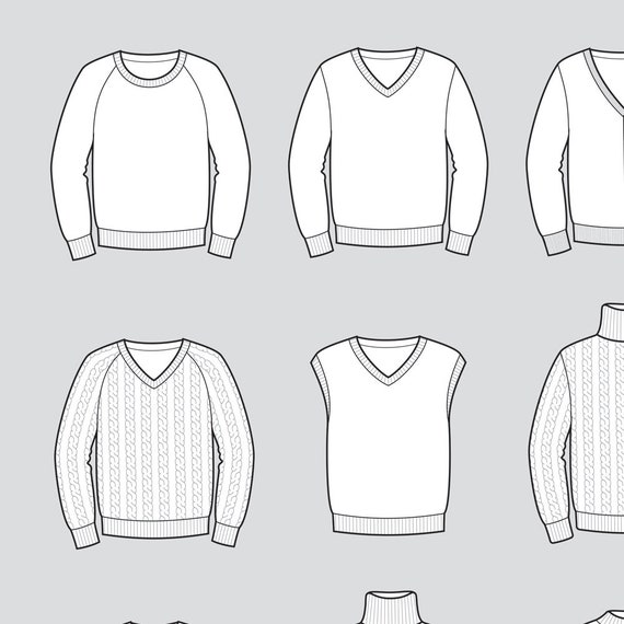 Sweater vector fashion flat sketch, Adobe Illustrator design, technical outline, flat drawing, digital clip art (eps, ai, jpg, png file)