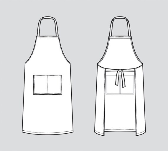 Cook apron vector fashion flat sketch Adobe Illustrator Etsy