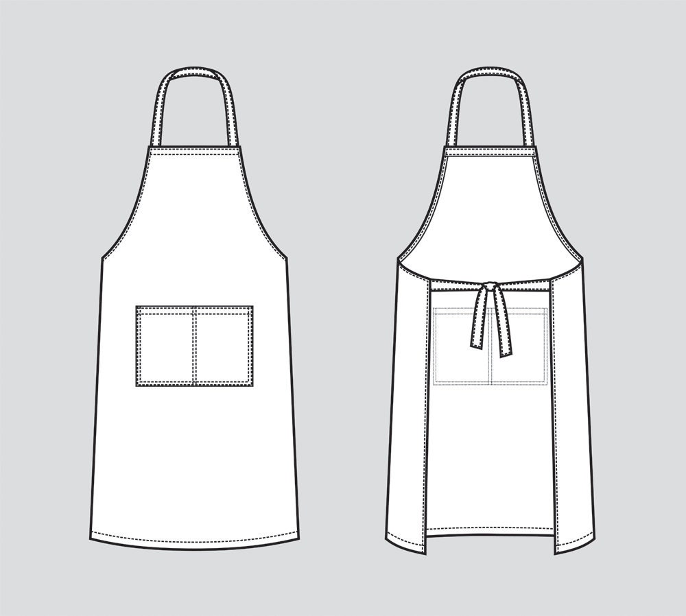 Cook apron vector fashion flat sketch Adobe Illustrator Etsy