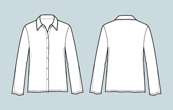 Shirt vector fashion flat sketch Adobe Illustrator design | Etsy