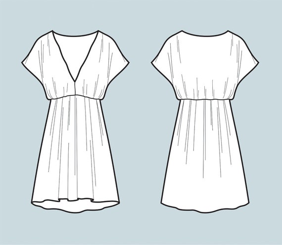 Dress / tunic vector fashion flat sketch Adobe Illustrator | Etsy