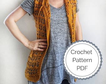 Spitze Boho Häkelweste PDF MUSTER | Größe inklusive | Frühling Häkelweste Muster | gehäkelte Vertuschung | Sommer Lace Festival Häkelweste