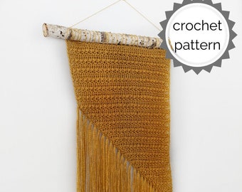 Suspensão de parede de crochê com franja Padrão PDF | primavera crochê pendurado | arte de parede de crochê | suspensão de franjas triangulares | pendurado de crochê