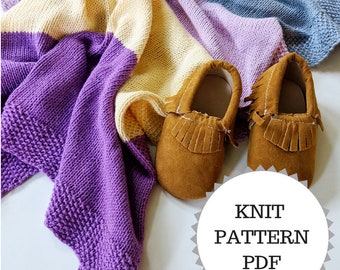 Be Brave Baby Knit Blanket PATTERN PDF DOWNLOAD striped knit baby blanket | advanced beginner knit | stockinette seed stitch | baby knit