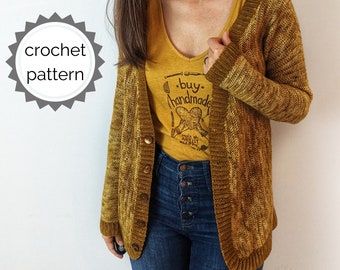 Modern Crochet Cardigan PDF PATTERN | crochet grandpa cardigan | button up crochet cardi | crochet cardigan pattern | v-neck cardigan