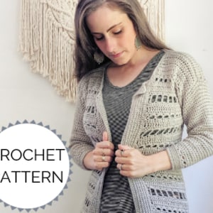Crochet Cardigan PDF PATTERN | open front cardigan pattern | long cardigan | tunic length crochet sweater | crochet cardi | crochet sweater