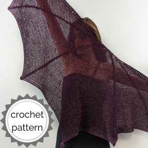Châle en forme d'aile de dragon au crochet, motif chauve-souris MOTIF PDF | châle en dentelle | châle en dentelle au crochet | châle dragon | enveloppement d'ailes de chauve-souris | châle fantaisie