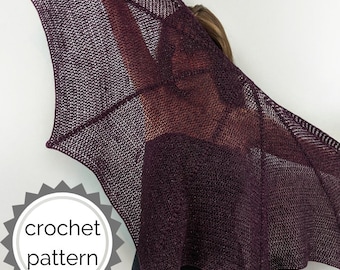 Batwing Crochet Dragon Wing Shawl PATTERN PDF | lace weight shawl | lacey crochet shawl | dragon shawl | bat wing wrap | fantasy shawl