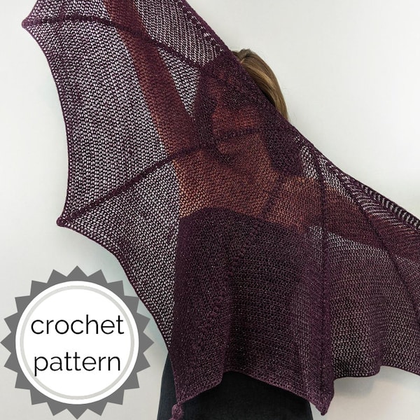 Batwing Drachenflügel Schal MUSTER PDF | Lace Schal | gehäkelte Stola | Drachen Schal | Fledermausflügel wrap | Fantasie-Tuch