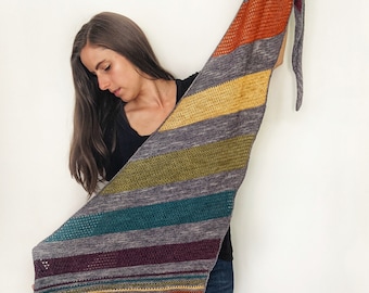 Moss Stitch Crochet Asymmetrical Shawl Rainbow Crochet Shawl PDF