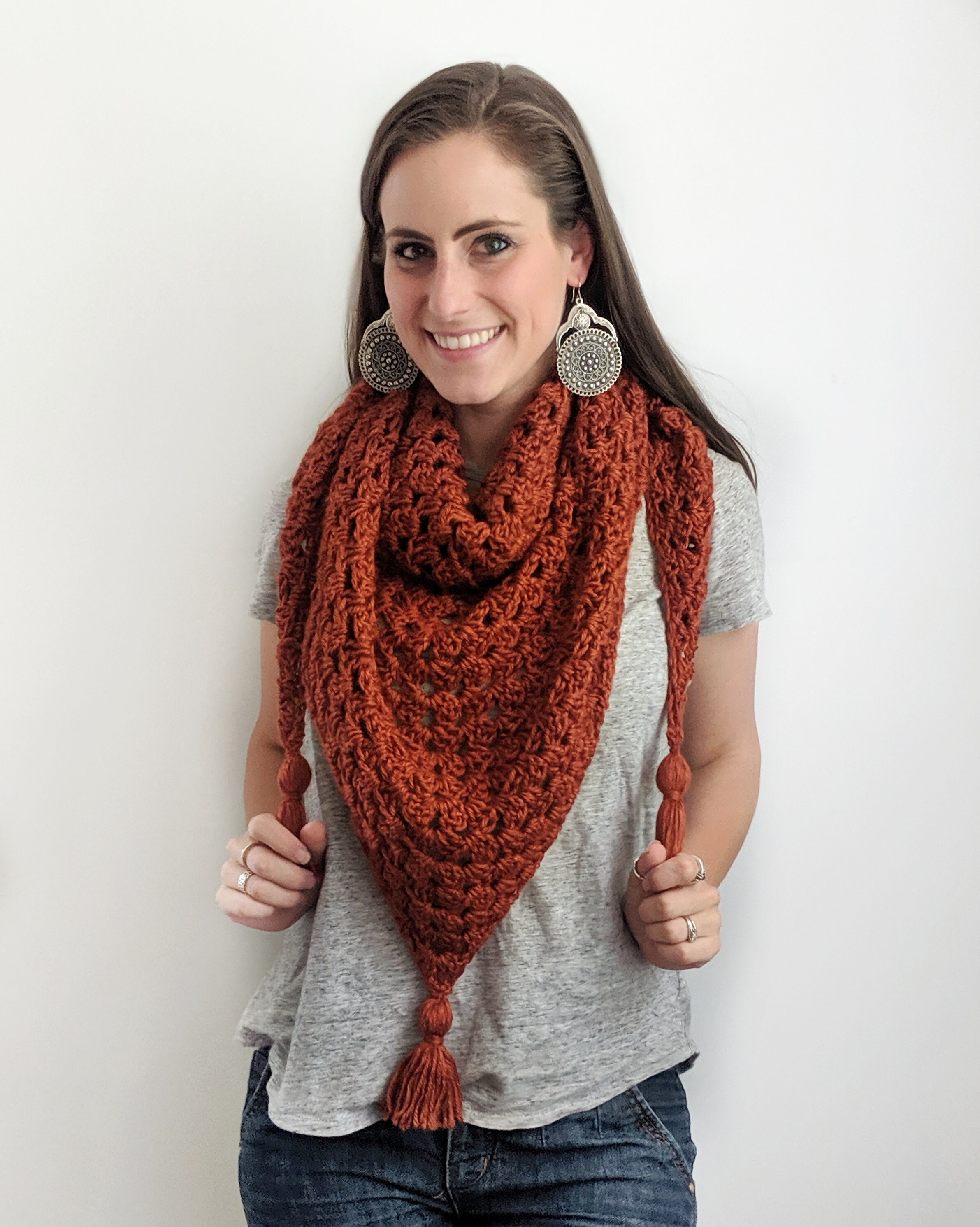 Easy Beginner Crochet Triangle Scarf Pattern PDF | Simple Crochet Scarf ...
