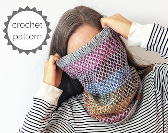 Scrappy Mini Skein Crochet Cowl Pattern PDF | Crochet Cowl Pattern | Crochet Neckwarmer | Colorwork-like crochet cowl | knit-like crochet