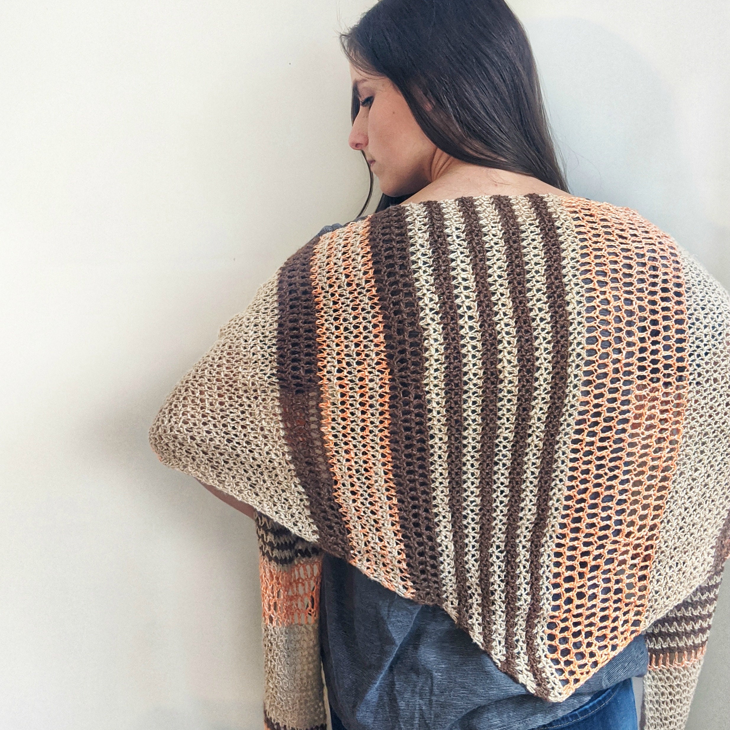 Striped Crochet Triangle Shawl Wrap Pattern PDF | Easy Crochet Shawl ...