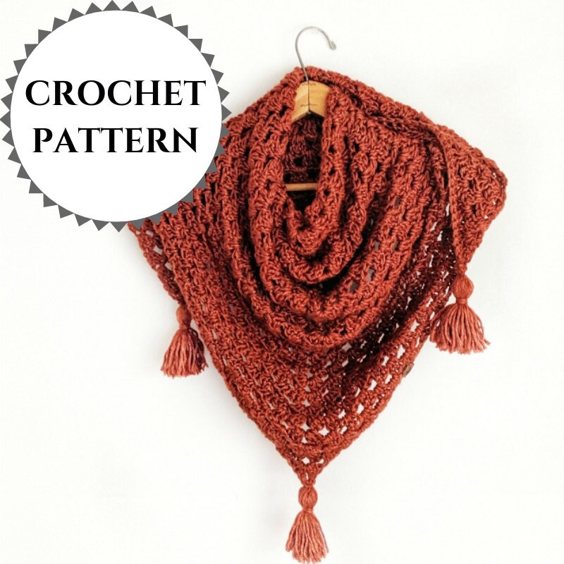 Easy Beginner Crochet Triangle Scarf Pattern PDF | Simple Crochet Scarf ...