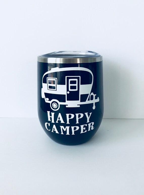 Happy camper tumbler/ camping tumbler/ wine tumbler/ camping Etsy