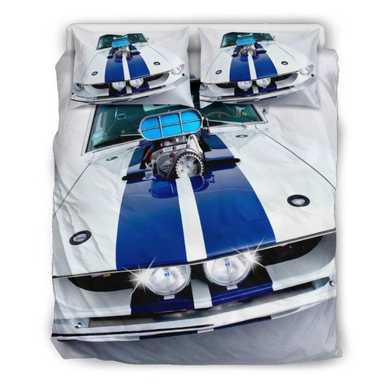 Ford Mustang Engine Top Quilt Doona Duvet Cover Set Twin Queen Etsy