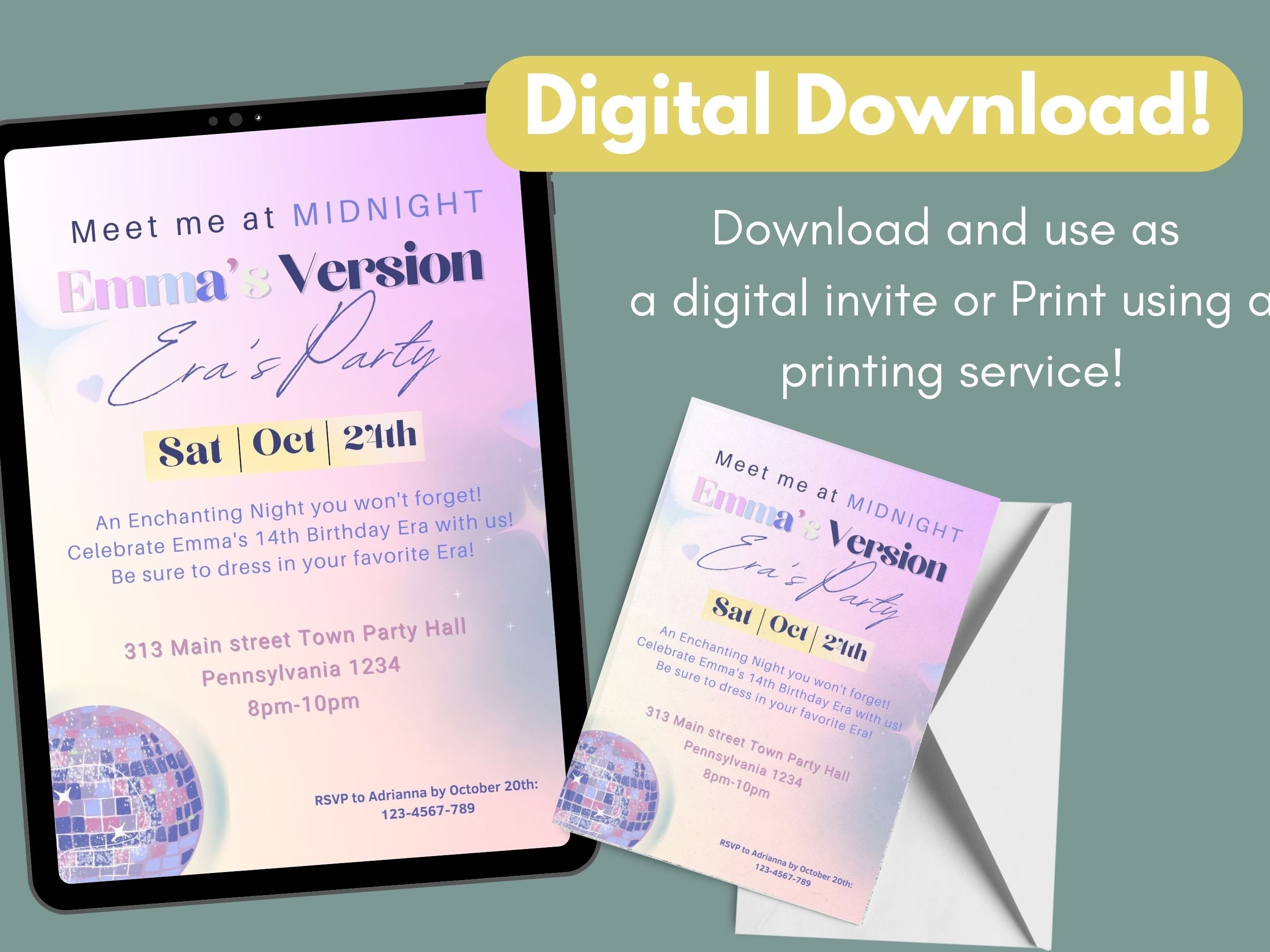 Taylor Swift Birthday Party Invitation Taylor Swift Eras Tour Taylor