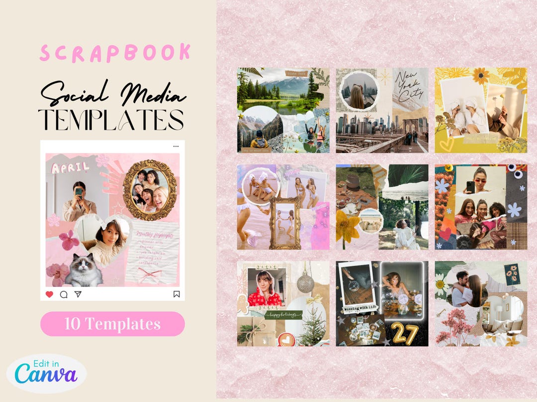 Digital Scrapbook Canva Template 10 Instagram Scrapbook Templates ...