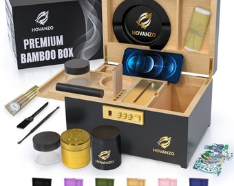 New 2024 Premium Large Stash Box - Smell Proof Stash Box with Rolling Tray - Storage Wood Box for Herbs and Accessories - Box with Lock