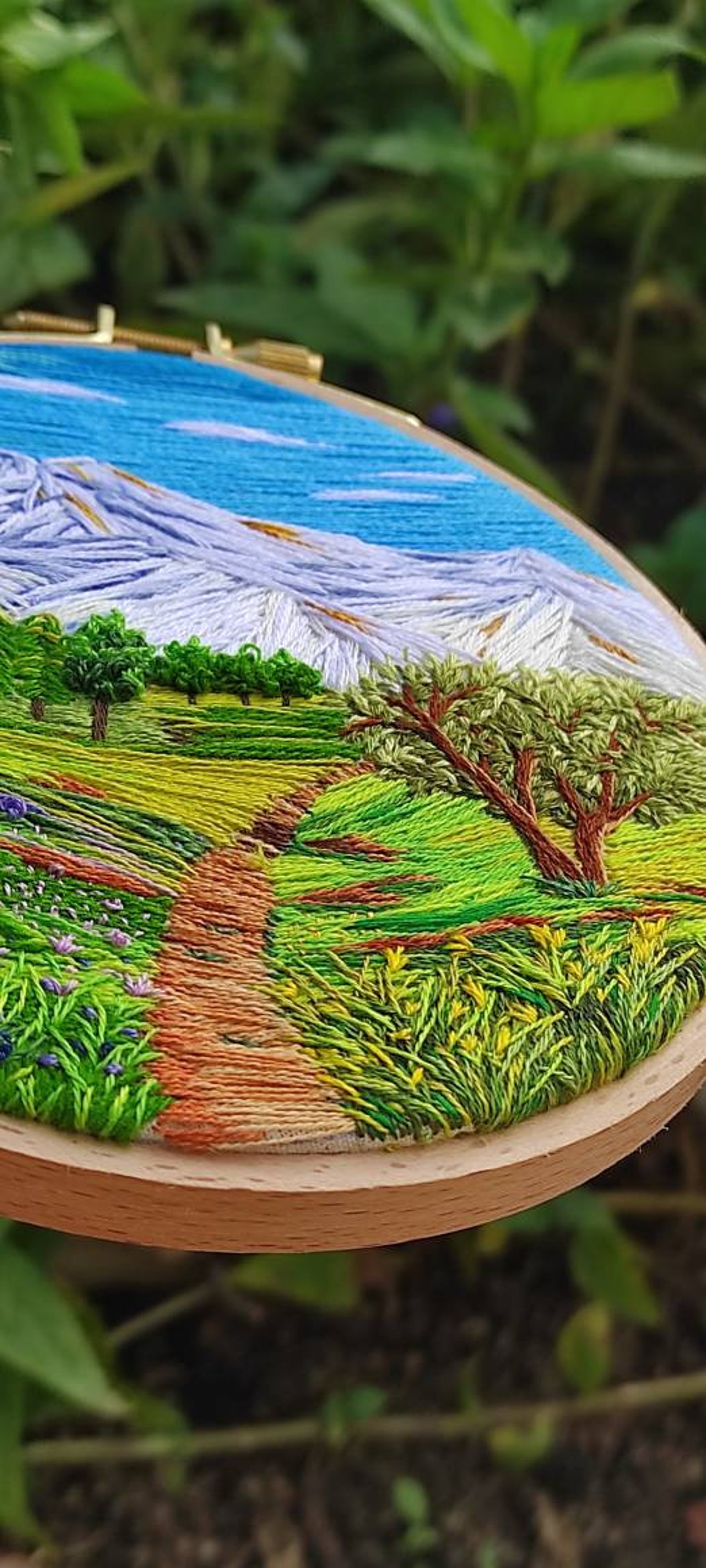 Landscape Embroidery Art Hoop Embroidery Art 3D Needle Painting Art