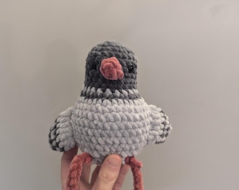 handmade crochet pigeon plushie bird lovers pigeon soft toy gift floppy legs