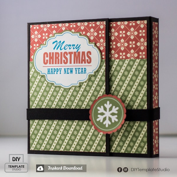 Instant Download - DIY 6x6 DVD Mini Album Complete Printable Template and Pattern Design – Christmas Theme - by DIYTemplateStudio