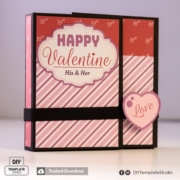 Instant Download - DIY 6x6 DVD Mini Album Complete Printable Template and Pattern Design – Valentines Theme - by DIYTemplateStudio