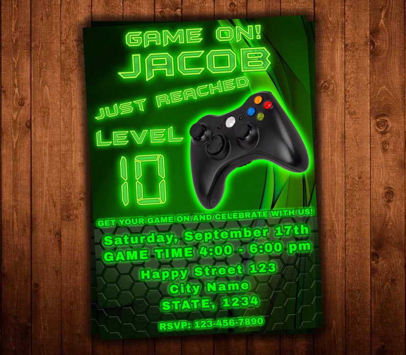 invite xbox Game  birthday, Game Party Gaming Party Invitation, Video Video Game gaming Invitation, Game Video Birthday, Invitations, Party,