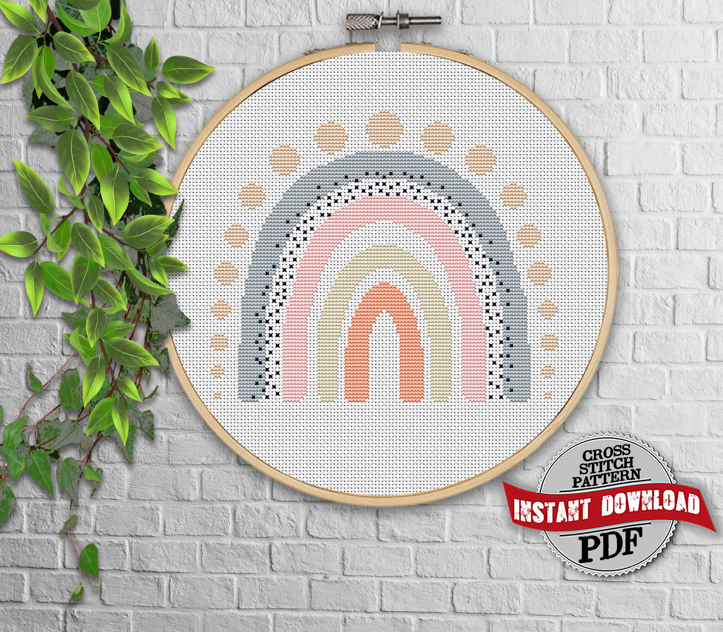 STYLISH CROSS STITCH Rainbow Wall Hanging Abstract Rainbow | Etsy