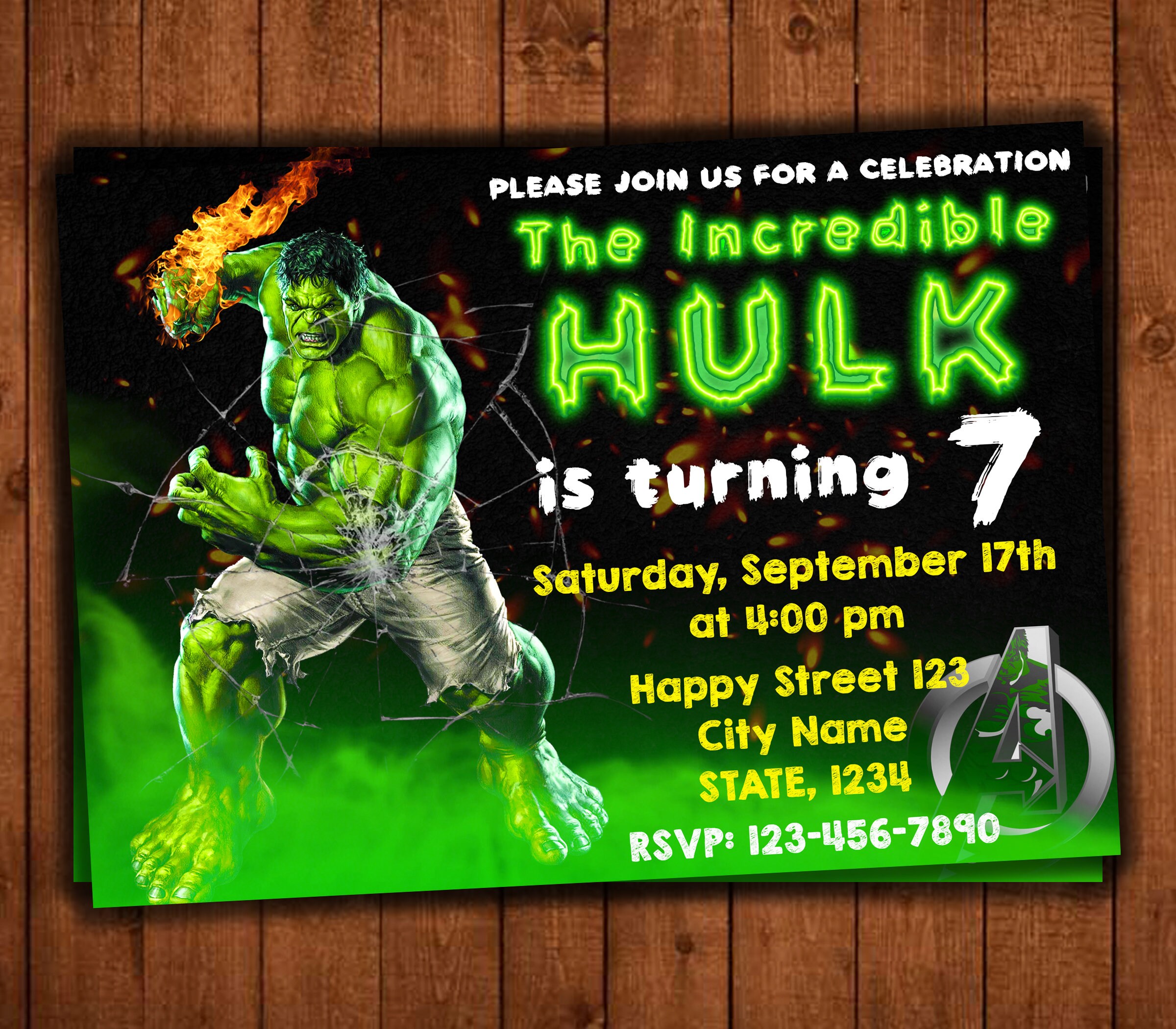 Hulk Birthday Invitations Hulk Invitations Incredible Etsy