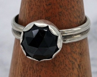 Black Spinel and Sterling Silver Ring Size 9 3/4,  ring, black spinel ring, wife gift, woman gift, man gift, husband gift