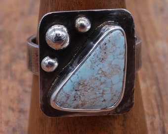 Dry Creek Turquoise and Sterling Silver Ring Size 14 1/4, turquoise ring, silver ring, woman gift, wife gift, man gift, husband gift