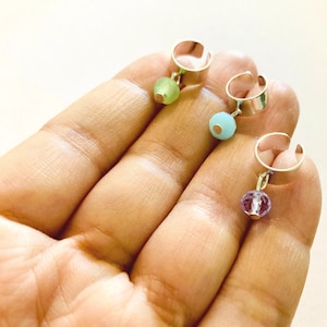 Silver tone ear cuff set | Colourful ear jacket multipack | Small no piercing earrings | Beaded ear stack set | Pack of stacking ear jewelry