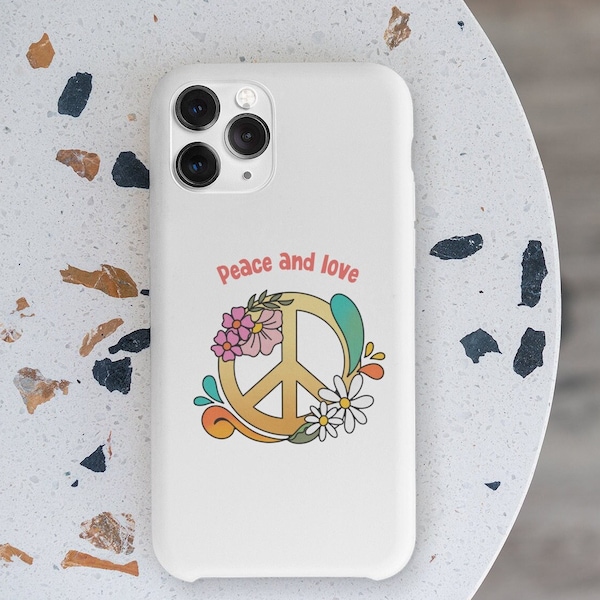 Peace Sign Tough Phone Cases, Flower Child, Birthday Gift, Retro Phone Case, Freedom Phone Case, Hippie Case for Phone, Groovy Graphic