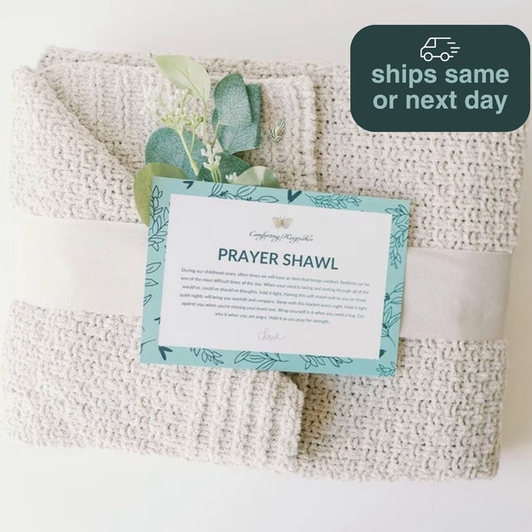 Comforting Prayer Shawl / Gift / Prayer Wrap / Comfort Grief / Lap Blanket / Cancer / Sympathy / spouse, parent, child, friend / Loss /Hug